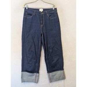 Kate Spade Dark Wash Wide Leg Cropped Cuffed Jeans Womens Size 8